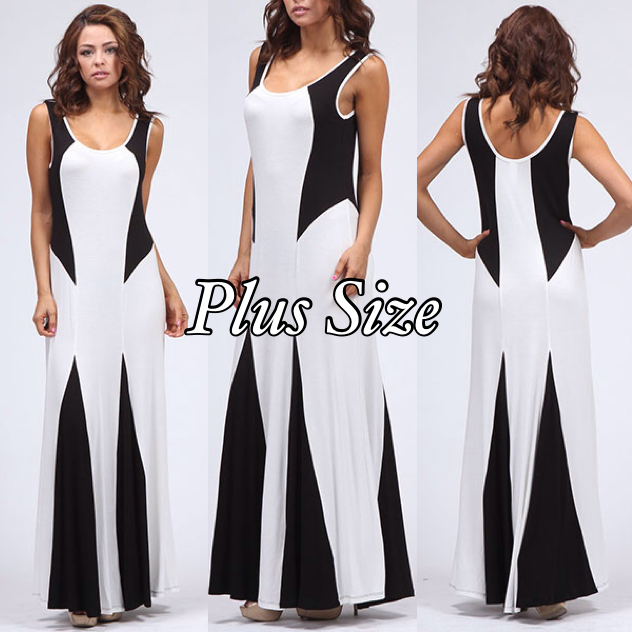 Plus size black and white maxi dress size   1x 2x 3x Stretch fabric $59
