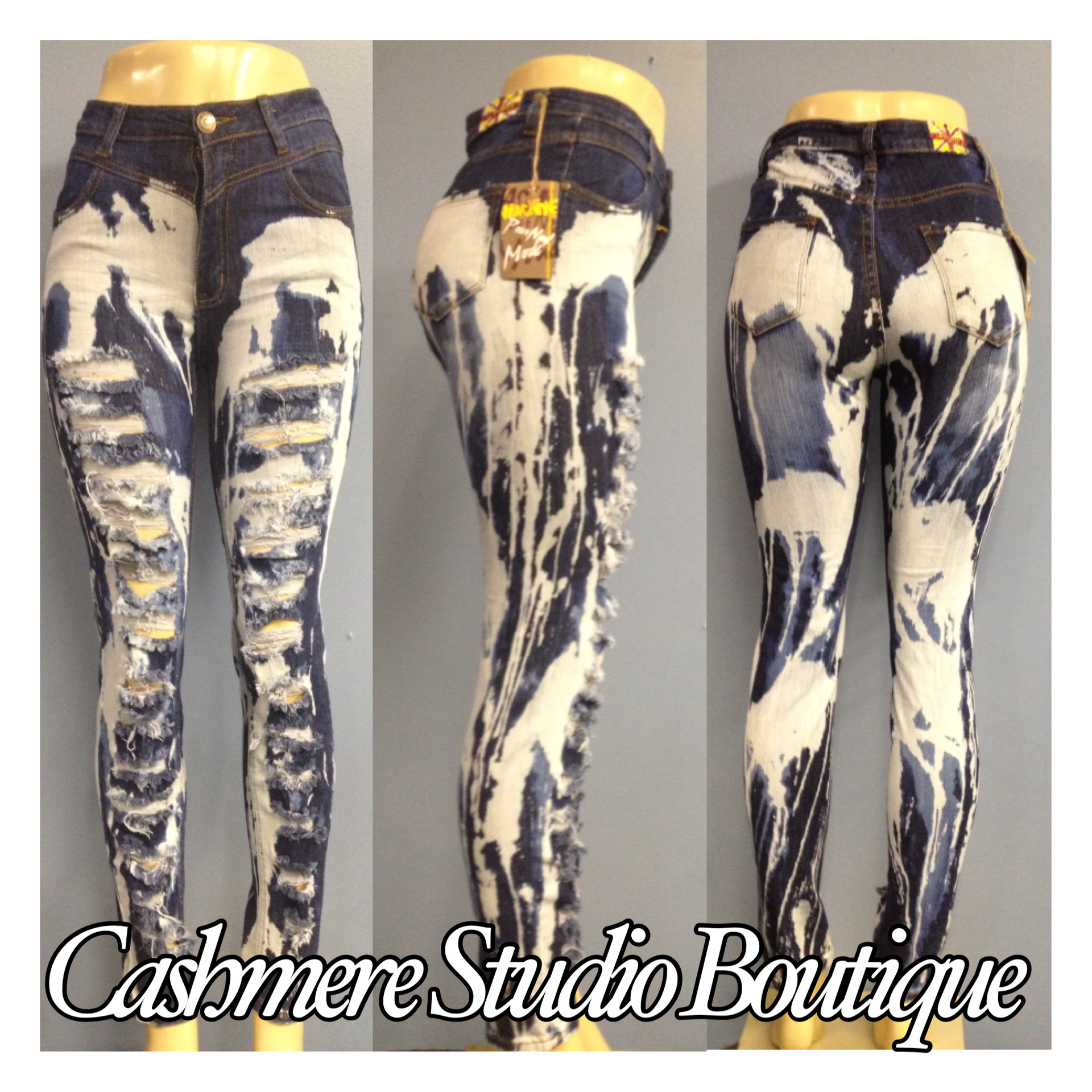 Copy of Bleach splashed high waist jeans size 0, 1, 3, 5, 7, 9 Shape Jeans $59.00-1