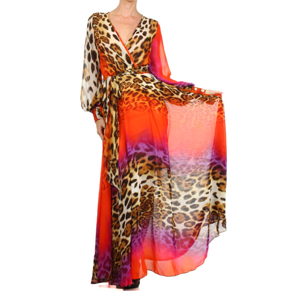 Aztec Print multi-color maxi dress with split in back   Size s, m, lg,  $39