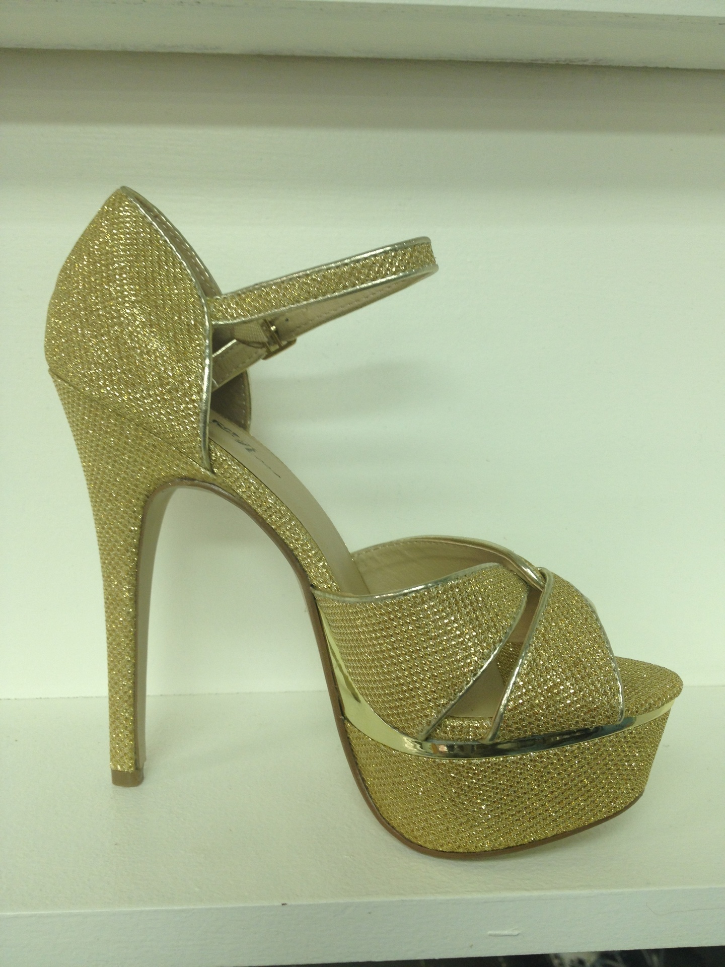 Gold Shimmer Platform Sandals Shoes $65