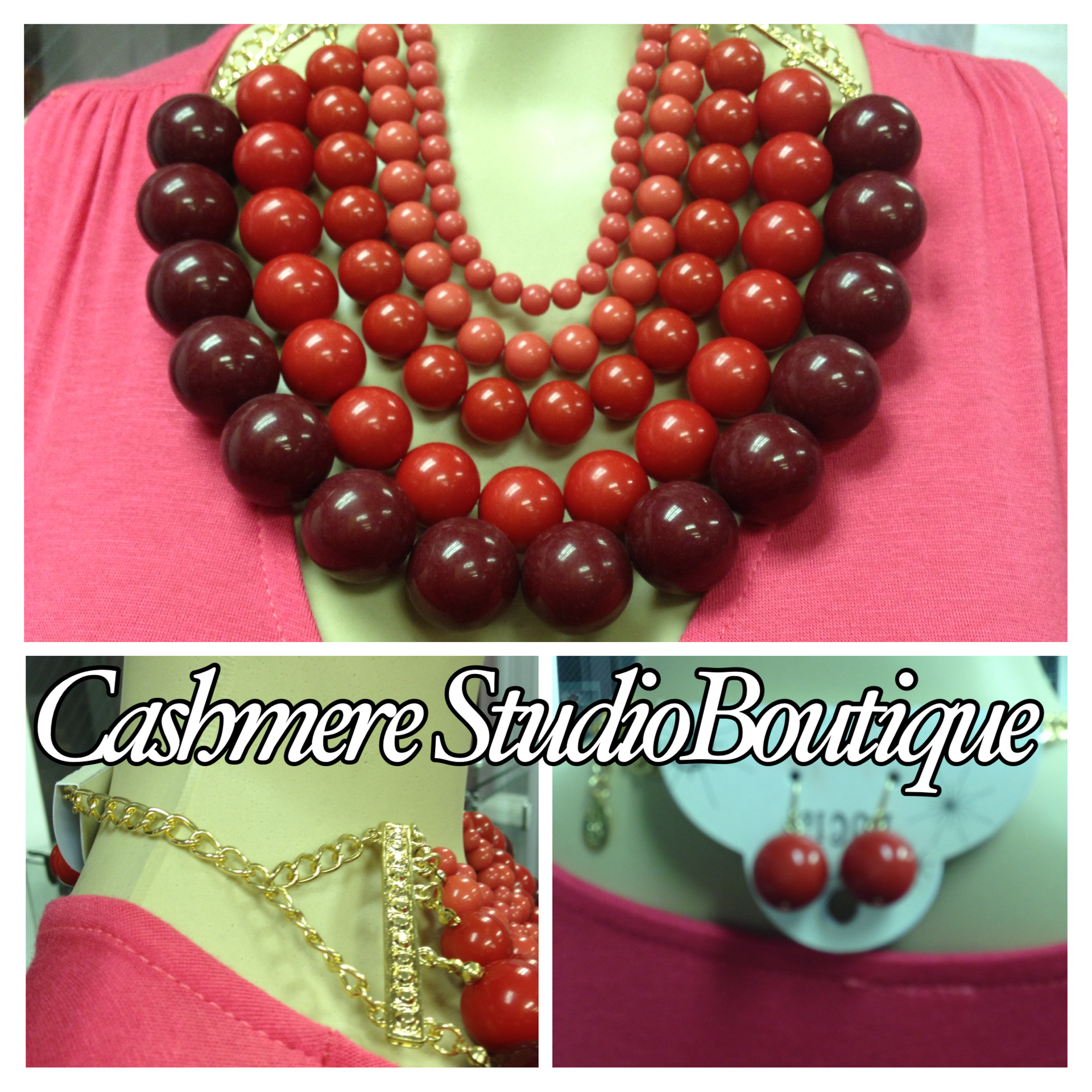 Chunky cranberry multi color pearl necklace   $39